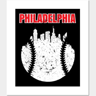 Vintage Philadelphia Cityscape Baseball Retro Posters and Art